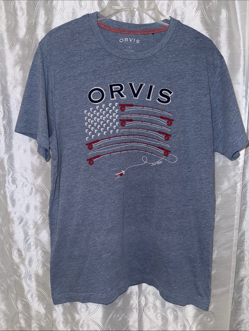 Orvis Blue Short-Sleeve Graphic Fly-Fishing Tee Men’s Size Medium 🔥 B3